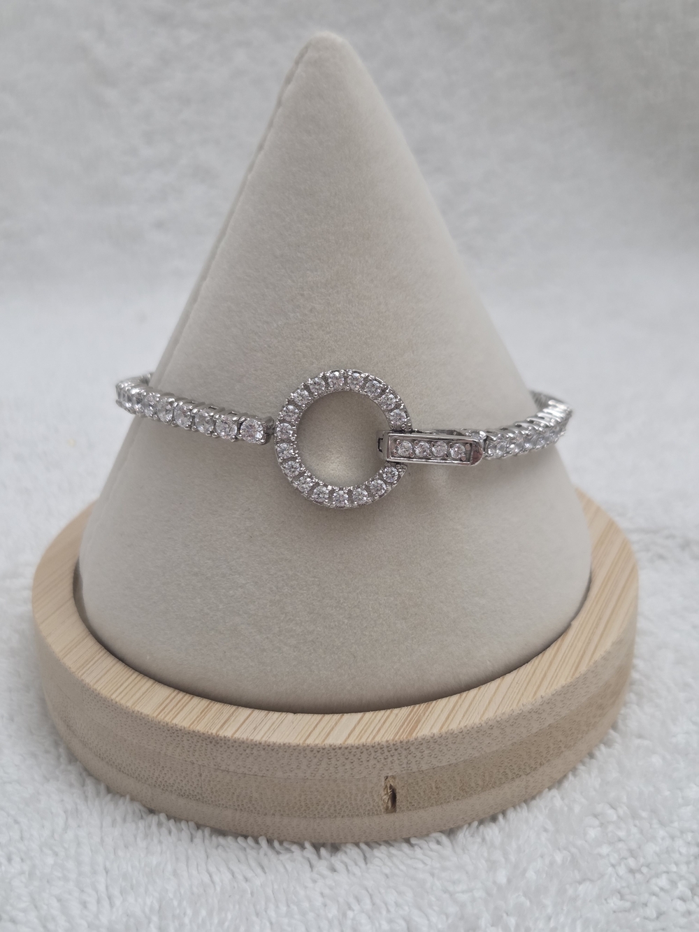 White Simulated Diamond Circle Tennis Bracelet